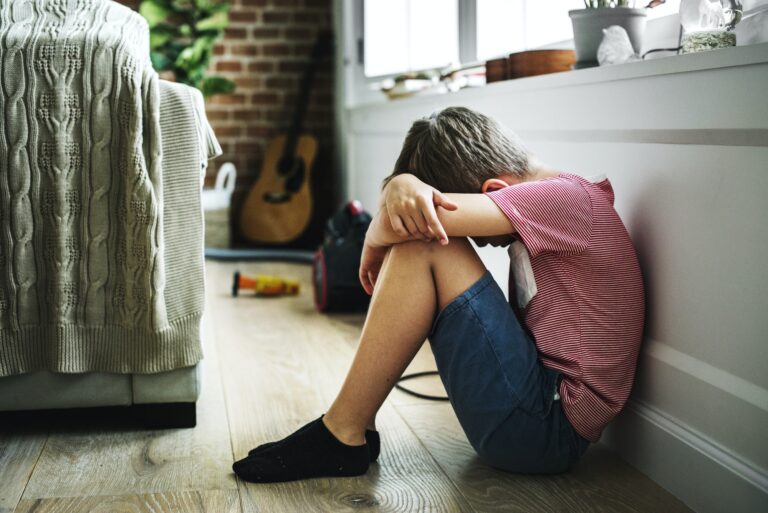 Young boy with depression