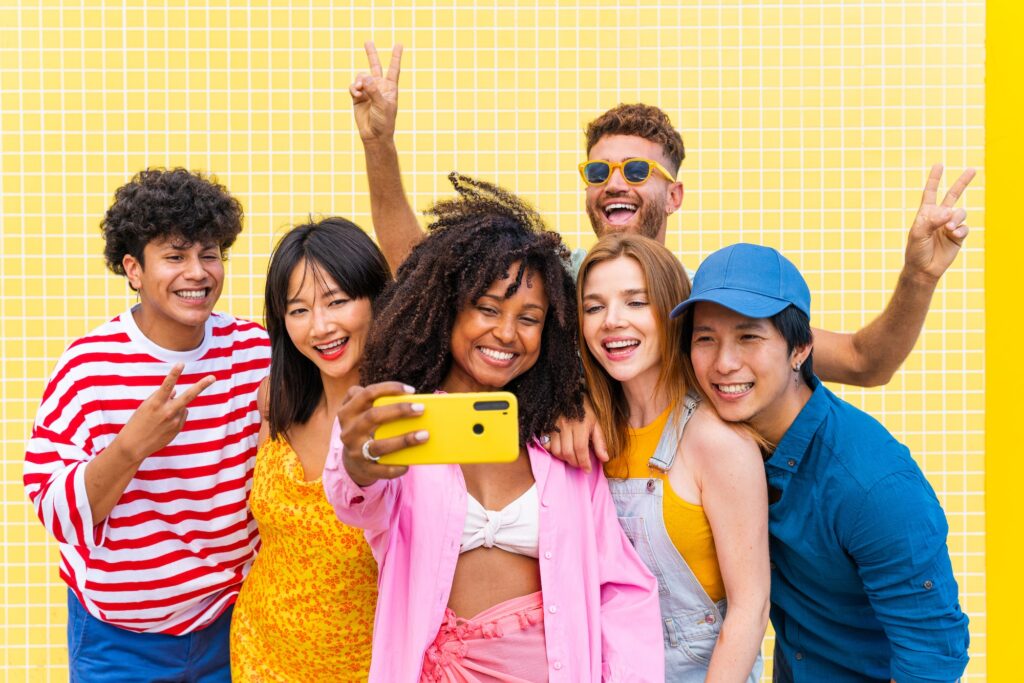 Group of young best friends bonding outdoors